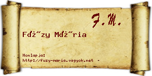 Füzy Mária névjegykártya